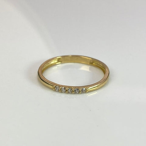 Anillo Circones Blancos Oro amarillo 18k / Talla 7 / 1,28 Gr *