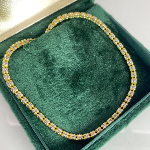 Cadena Italy Punto Cuadrado (L) Oro amarillo y Oro blanco 18k +3 / 21,32 Gr / 3,3 mm / 50 Cm *