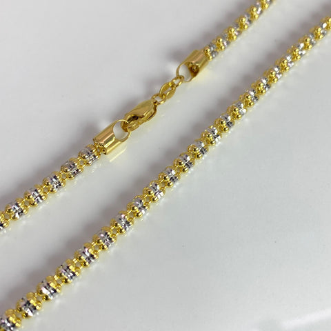 Cadena Italy Punto Cuadrado (L) Oro amarillo y Oro blanco 18k +3 / 21,32 Gr / 3,3 mm / 50 Cm *