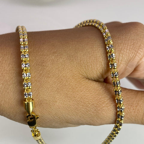 Cadena Italy Punto Cuadrado (L) Oro amarillo y Oro blanco 18k +3 / 21,32 Gr / 3,3 mm / 50 Cm *