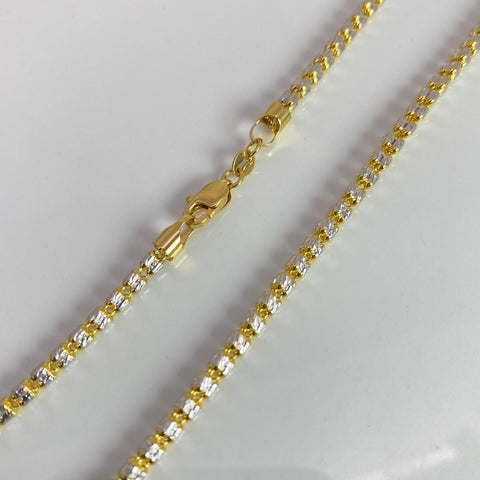 Cadena Italy Punto Cuadrado (L) Oro amarillo y Oro blanco 18k +3 / 13,56 Gr / 2,5 mm / 45 Cm