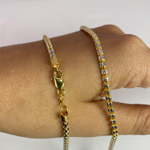 Cadena Italy Punto Cuadrado (L) Oro amarillo y Oro blanco 18k +3 / 13,56 Gr / 2,5 mm / 45 Cm