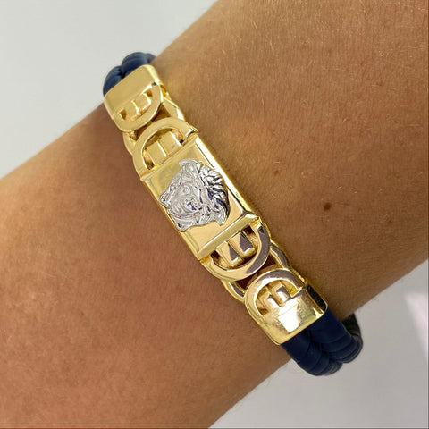 Pulso Italy Medusa Especial Oro amarillo y Oro blanco 18k +3 / 9,75 Gr / 8,7 mm / 21,5 Cm *