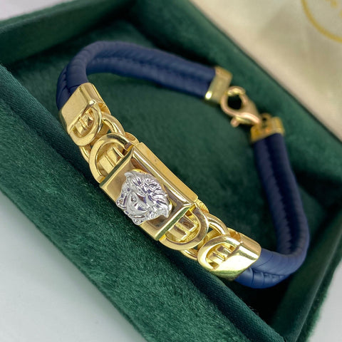 Pulso Italy Medusa Especial Oro amarillo y Oro blanco 18k +3 / 9,75 Gr / 8,7 mm / 21,5 Cm *