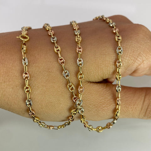 Cadena GC Eslabón Marino Diamantada Tres oros 18k 5,00 Gr / 3 mm / 45 Cm *