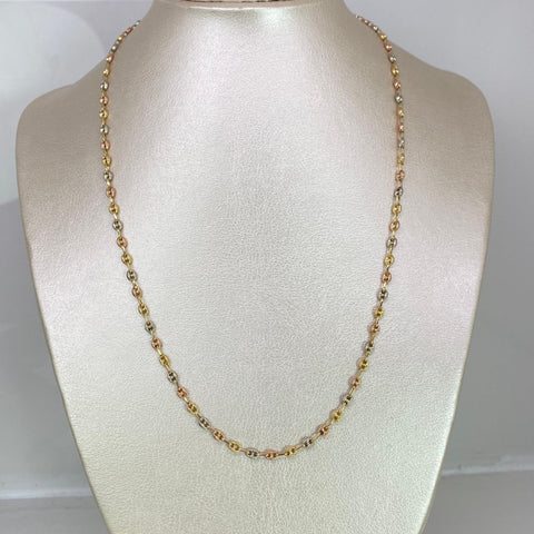 Cadena GC Eslabón Marino Diamantada Tres oros 18k 5,37 Gr / 3 mm / 50 Cm *