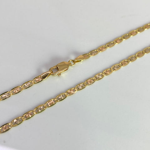 Cadena Italy Plana Diamantada Tres oros 18k 4,20 Gr / 2,3 mm / 45 Cm *