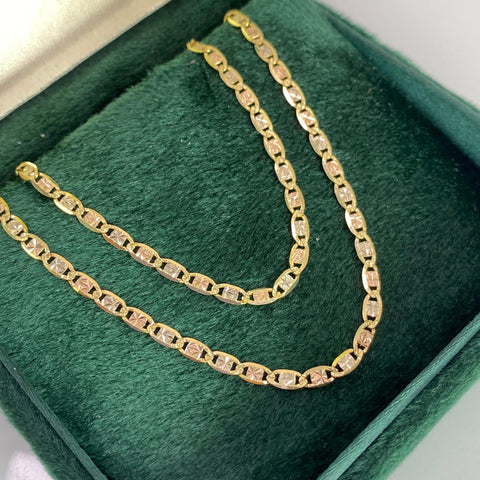 Cadena Italy Plana Diamantada Tres Oros 18k 6,18 Gr / 2,4 mm / 50 Cm *