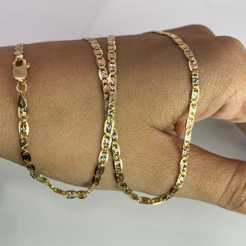Cadena Italy Plana Diamantada Tres oros 18k 4,20 Gr / 2,3 mm / 45 Cm *