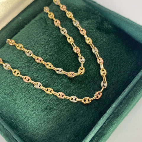 Cadena GC Diamantada Tres oros 18k 6,34 Gr / 3 mm / 55 Cm *