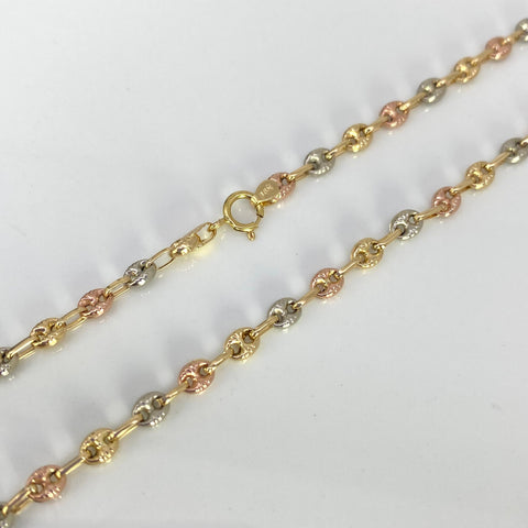 Cadena GC Diamantada Tres oros 18k 5,46 Gr / 3 mm / 50 Cm *
