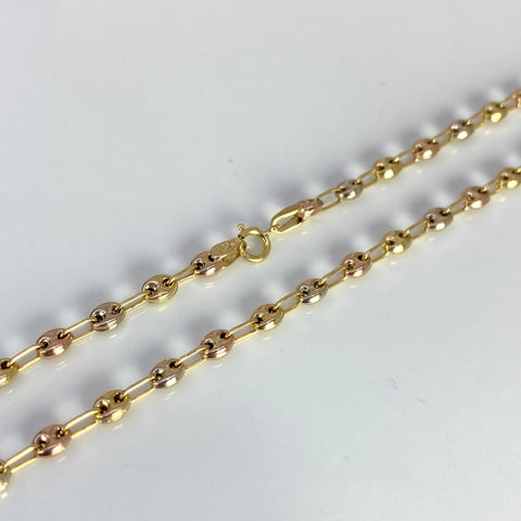 Cadena GC Eslabón Marino Tres oros 18k 6,83 Gr / 3,2 mm / 45 Cm *
