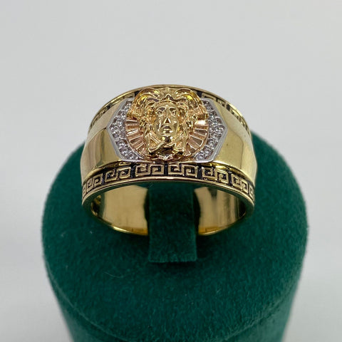 Anillo Medusa  VS Circones Blancos Tres oros 18k / Talla 11 1/4 / 11,74 Gr *