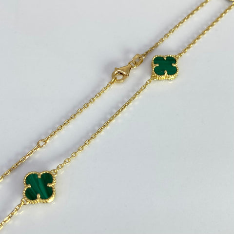 Cadena Italy Aro Seguido Trebol Verdes Oro amarillo 18k +3 / 7,57 Gr / 1,1 mm / 45 Cm *