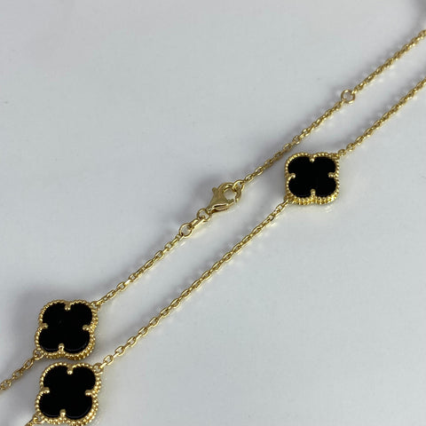Cadena Italy Aro Seguido Trebol Negros Oro amarillo 18k +3 / 8,67 Gr / 1,1 mm / 45 Cm *