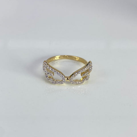 Anillo Alas Circones Blancos Oro amarillo 18k / Talla 6 3/4 / 2,60 Gr *