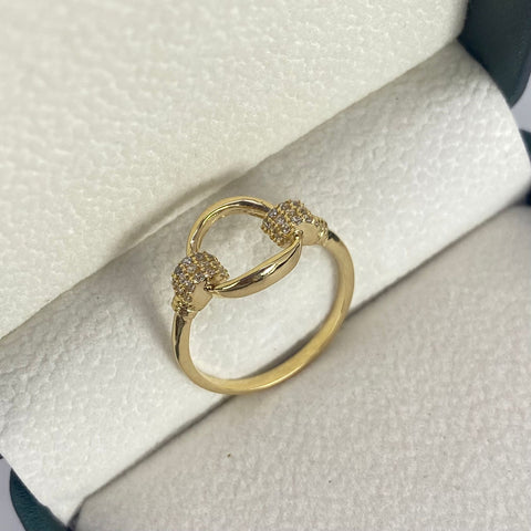 Anillo Aro Circones Blancos Oro amarillo 18k / Talla 7 1/4 / 2,67 Gr