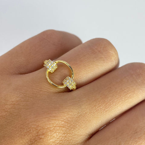 Anillo Aro Circones Blancos Oro amarillo 18k / Talla 7 1/4 / 2,67 Gr