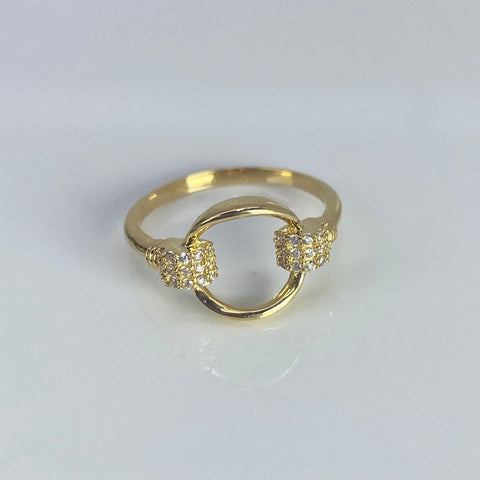 Anillo Aro Circones Blancos Oro amarillo 18k / Talla 7 1/4 / 2,67 Gr