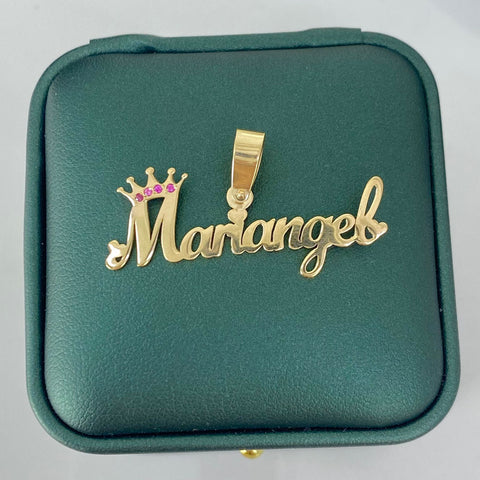 Dije Nombre Corona Con Circones POR FABRICACIÓN Oro amarillo 18k 2,82 Gr / 3,7 Cm  *