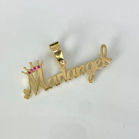Dije Nombre Corona Con Circones POR FABRICACIÓN Oro amarillo 18k 2,82 Gr / 3,7 Cm  *