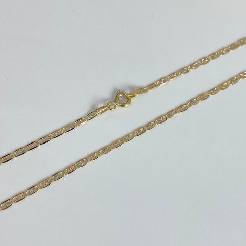 Cadena Italy Plana Diamantada Tres oros 18k 4,21 Gr / 1,8 mm / 60 Cm *