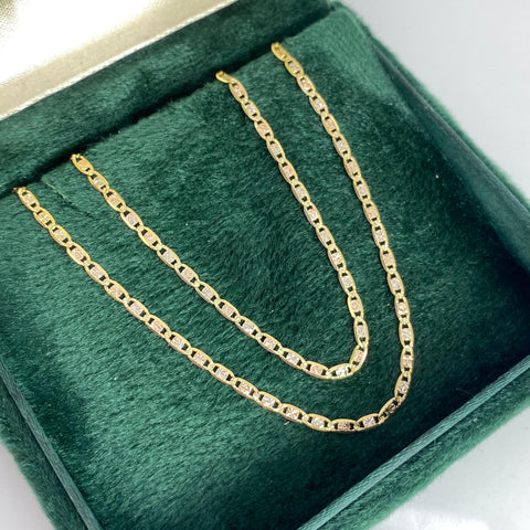 Cadena Italy Plana Diamantada Tres oros 18k 4,21 Gr / 1,8 mm / 60 Cm *