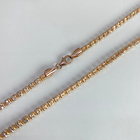 Cadena Italy Punto Cuadrado Oro blanco y Oro rosa 18k +3 / 18,60 Gr / 2,9 mm / 60 Cm