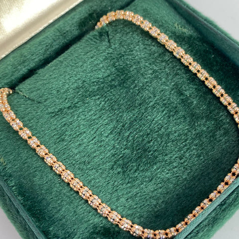 Cadena Italy Punto Cuadrado Oro blanco y Oro rosa 18k +3 / 18,60 Gr / 2,9 mm / 60 Cm