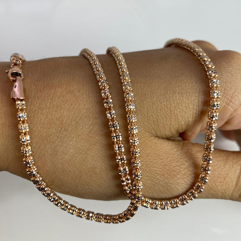 Cadena Italy Punto Cuadrado Oro blanco y Oro rosa 18k +3 / 18,60 Gr / 2,9 mm / 60 Cm