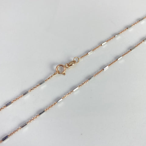 Cadena Italy Aro Seguido Palito Oro blanco y Oro rosa 18k +3 / 2,39 Gr / 0,8 mm / 50 Cm