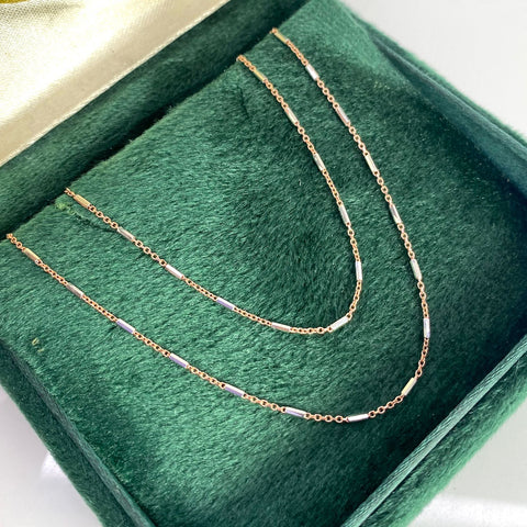 Cadena Italy Aro Seguido Palito Oro blanco y Oro rosa 18k +3 / 2,17 Gr / 0,8 mm / 45 Cm *