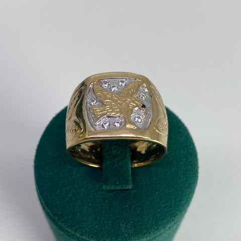 Anillo Aguila Circones Blancos Oro amarillo 18k / Talla 11 / 6,04 Gr