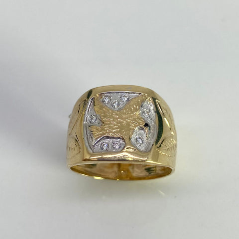 Anillo Aguila Circones Blancos Oro amarillo 18k / Talla 11 / 6,04 Gr
