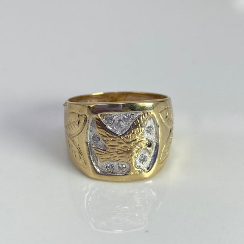 Anillo Aguila Circones Blancos Oro amarillo 18k / Talla 11 / 6,04 Gr