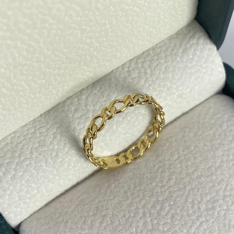Anillo Cubano Oro amarillo 18k / Talla 7 1/4 / 1,75 Gr