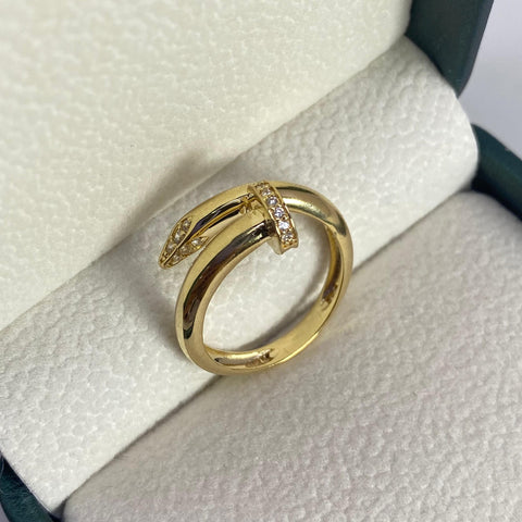Anillo Clavo Circones Blancos Oro amarillo 18k / Talla 7 / 4,0 Gr