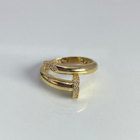Anillo Clavo Circones Blancos Oro amarillo 18k / Talla 7 / 4,0 Gr
