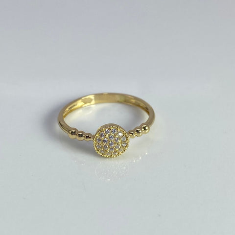 Anillo Circulo Circones Blancos Oro amarillo 18k / Talla 7 1/4 / 1,65 Gr