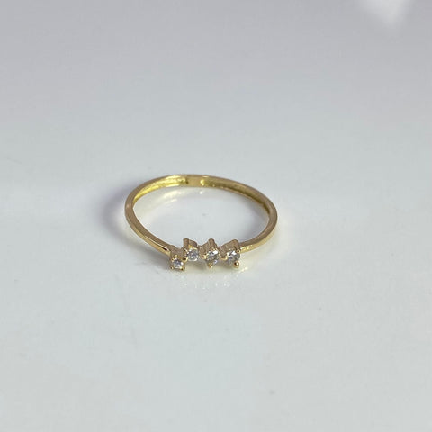 Anillo Circones Blancos Oro amarillo 18k / Talla 6 3/4 / 0,96 Gr *
