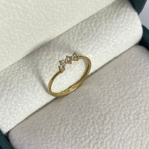 Anillo Circones Blancos Oro amarillo 18k / Talla 6 3/4 / 0,96 Gr *