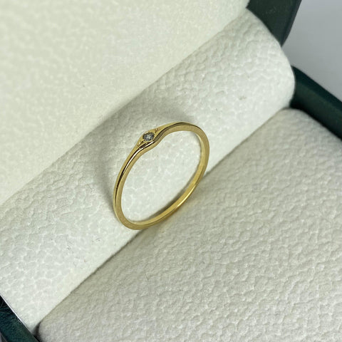 Anillo Circon Blanco Oro amarillo 18k / Talla 7 / 1,08 Gr *