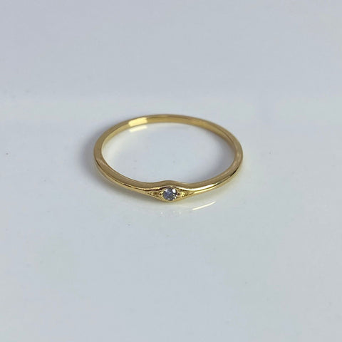 Anillo Circon Blanco Oro amarillo 18k / Talla 7 / 1,08 Gr *