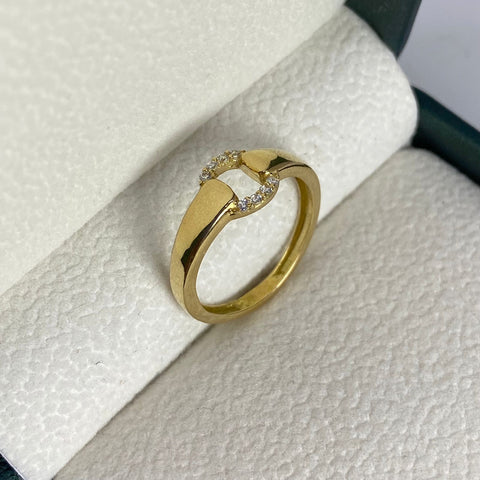 Anillo Circulo Circones Blancos Oro amarillo 18k / Talla 6 3/4 / 2,18 Gr *