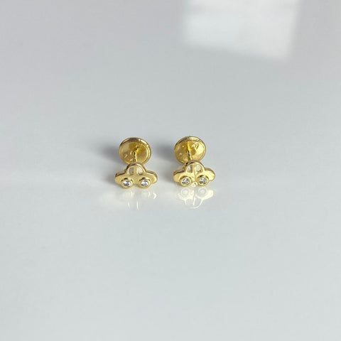 Topos Carro Circones Blancos Oro amarillo 18k 0,82 Gr / 6,6 mm  †