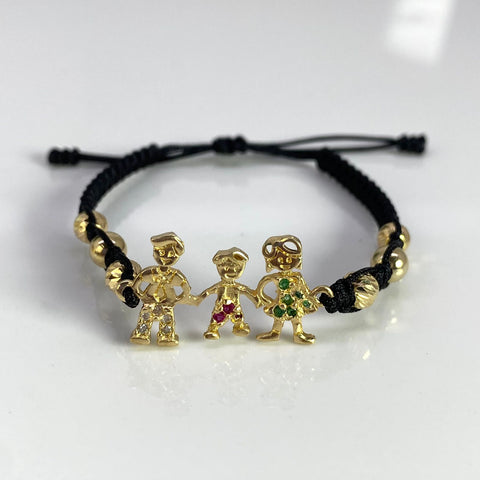 Pulsera tejida Hilo Negro Oro amarillo 18k 3,45 Gr *