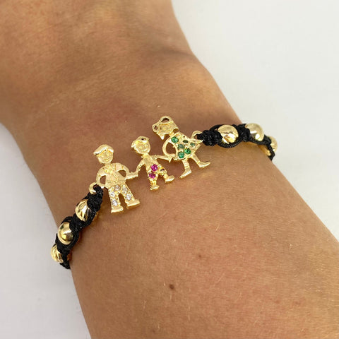 Pulsera tejida Hilo Negro Oro amarillo 18k 3,45 Gr *