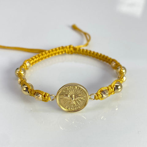 Pulsera tejida Espíritu Santo Hilo Dorado Oro amarillo 18k 1,85 Gr †