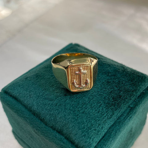 Anillo Ancla Talla 9 Oro amarillo 18k 3,07 Gr