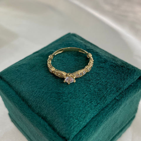 Anillo Anillo Solitario Circón Blanco Talla 7 Oro amarillo 18k 1,91 Gr